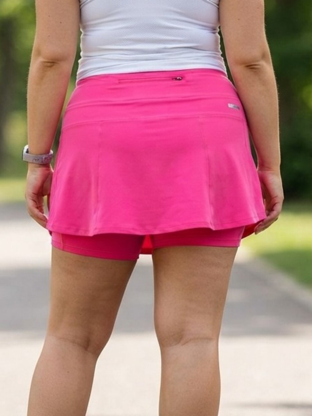 Danskin Now Athletic Skort Hot Pink Zipper Pocket XL Barbiecore Golf Tennis